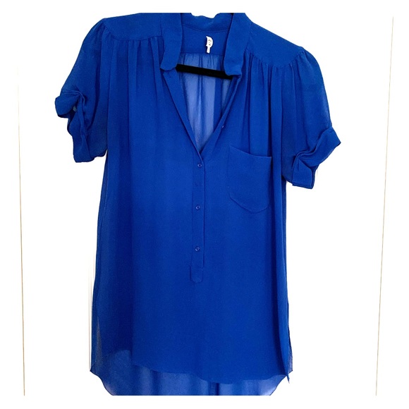 Aritzia Wilfred Semi Sheer Blouse Royal Blue - Picture 1 of 5
